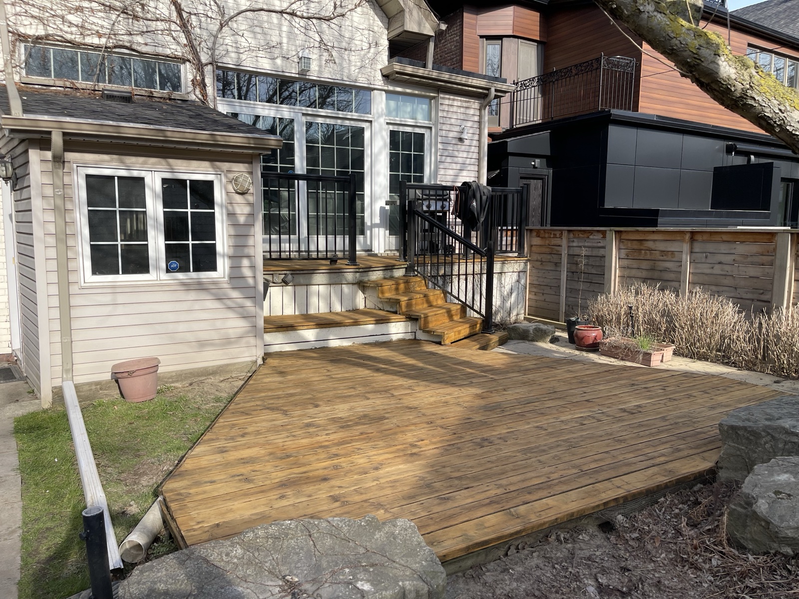 Backyard deck freshly stained