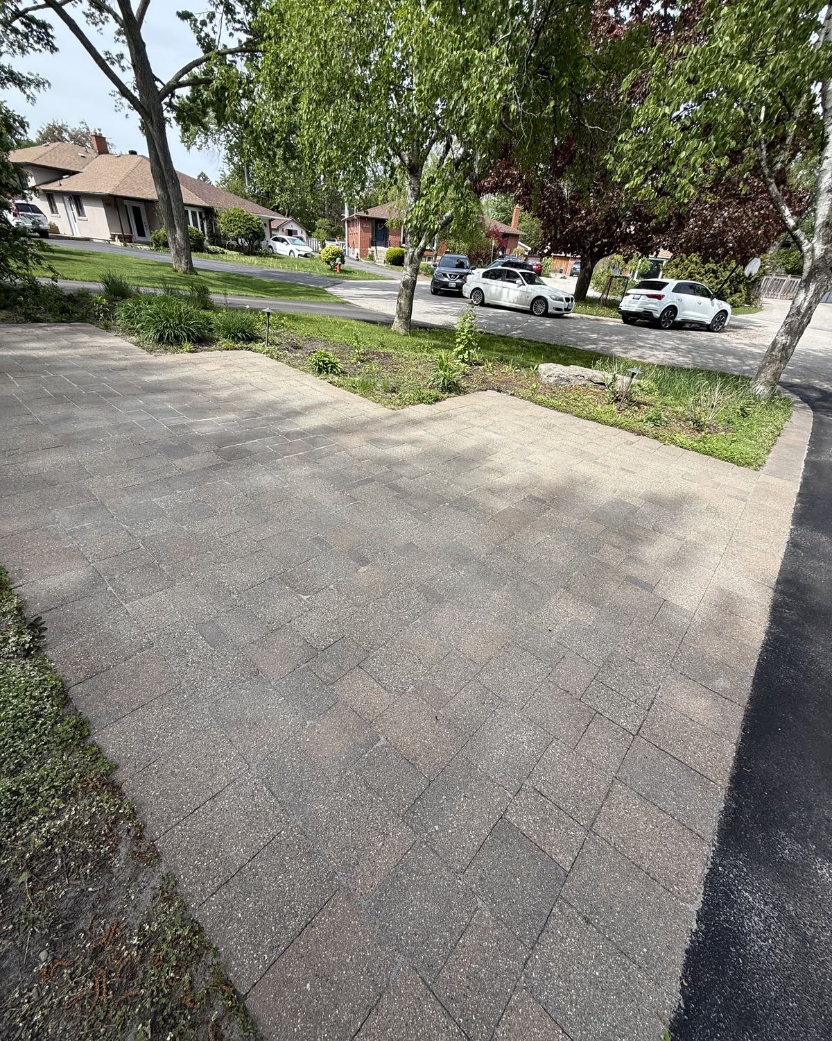 Freshly restored interlock front driveway in Toronto