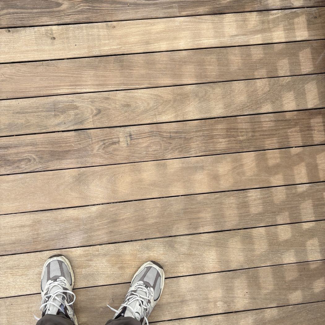 Deck boards spotless after a regular pressure wash