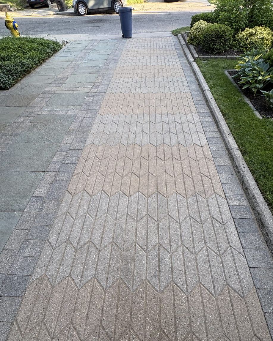 Chevron paver walkway restored and spotless in Toronto